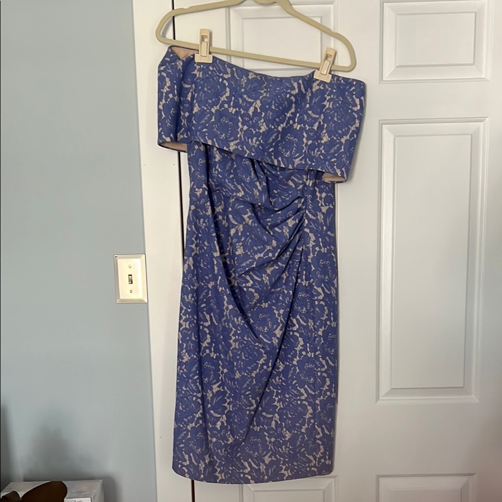 Vince Camuto Blue Silver Ruched Sequin Sheath Dress